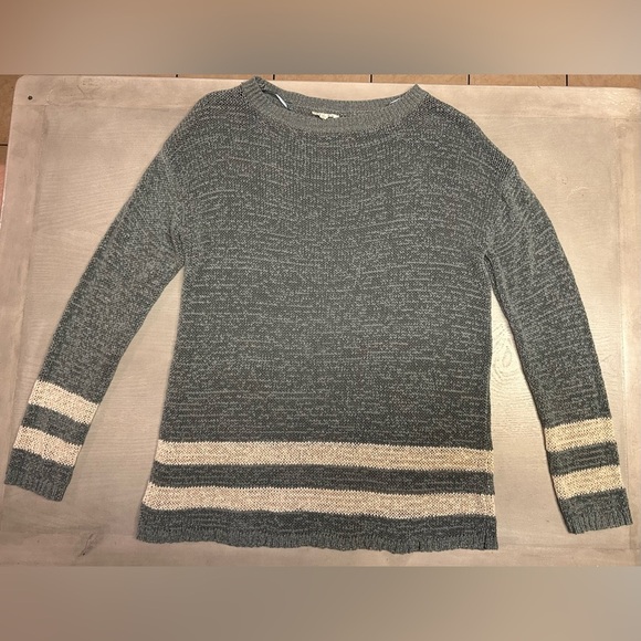 Easel Sweater Womens‎ Size Large Light Weight Stretchy Gray And Cream Boho - Picture 12 of 12